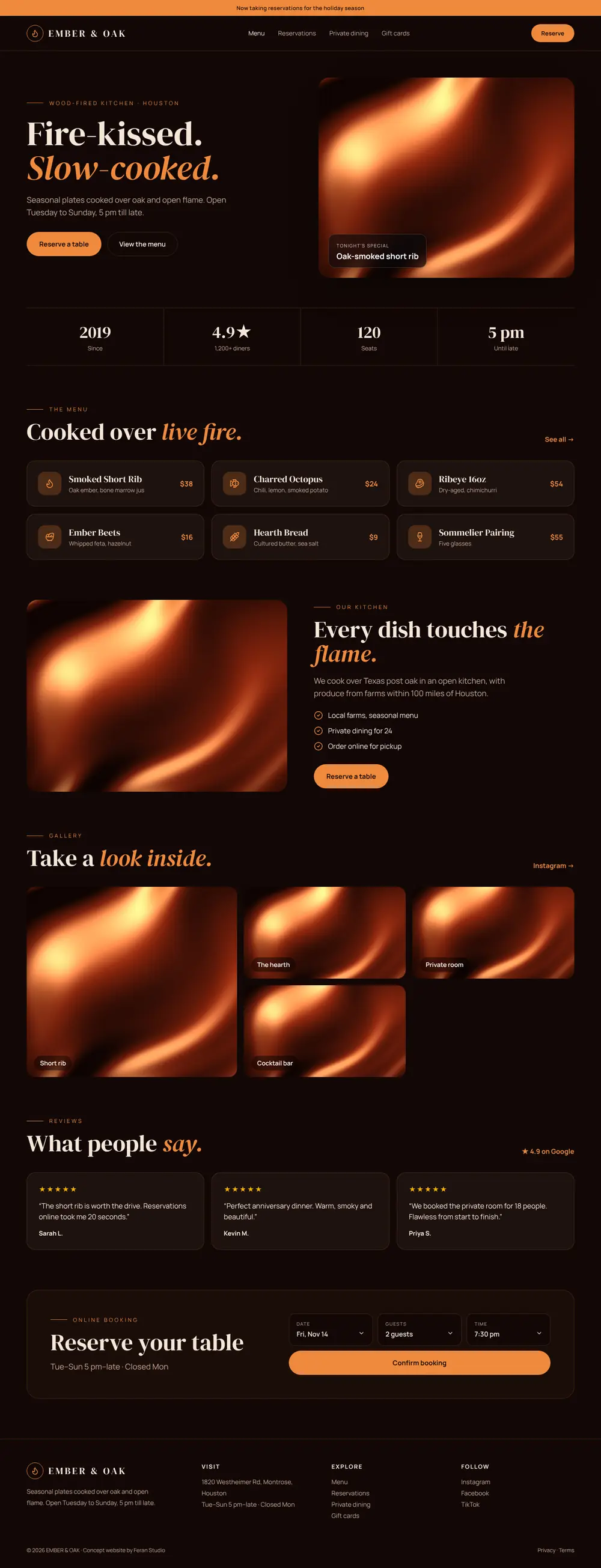 Restaurant demo website