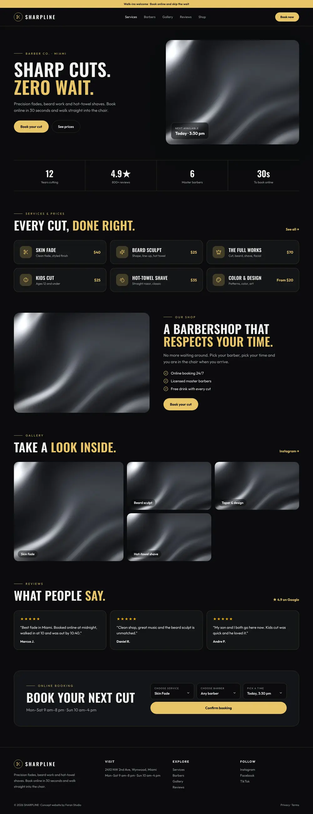 Barbershop demo website