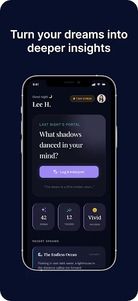 DreamTrace home screen