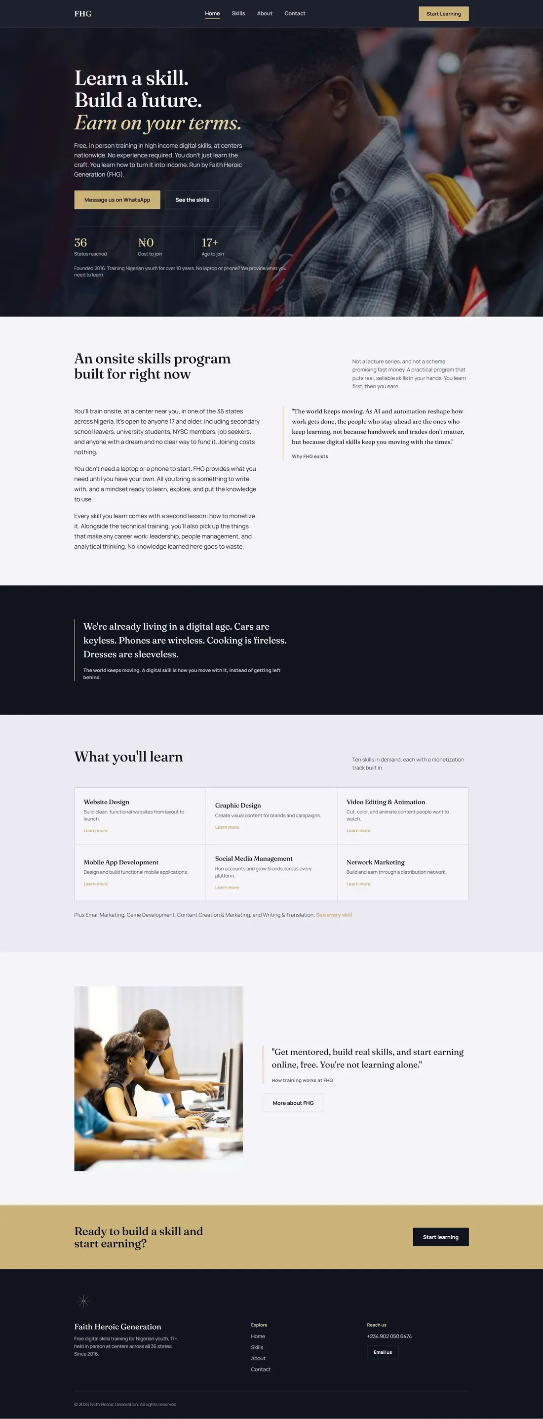 Faith Heroic Generation homepage