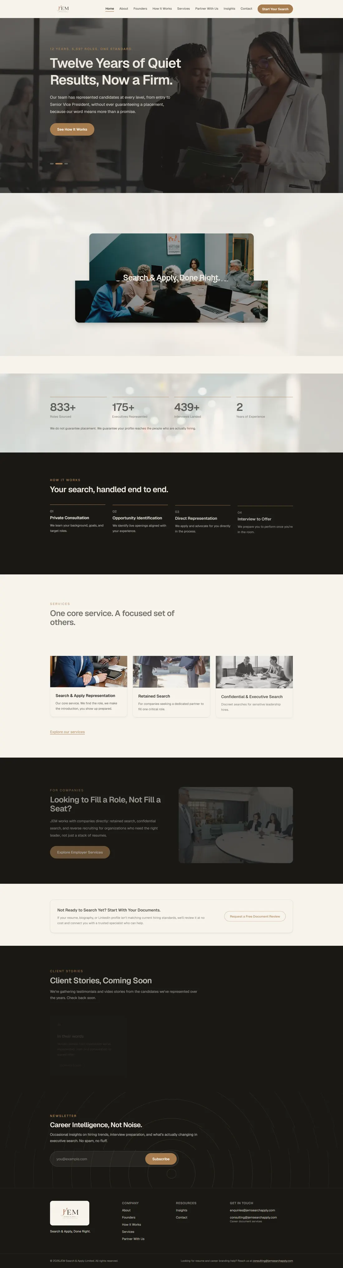 JEM Search and Apply homepage
