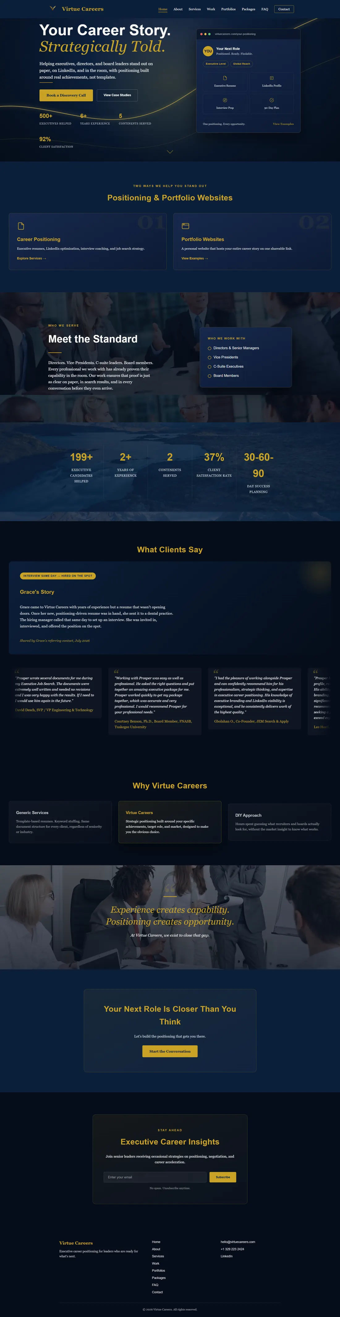 Virtue Careers homepage